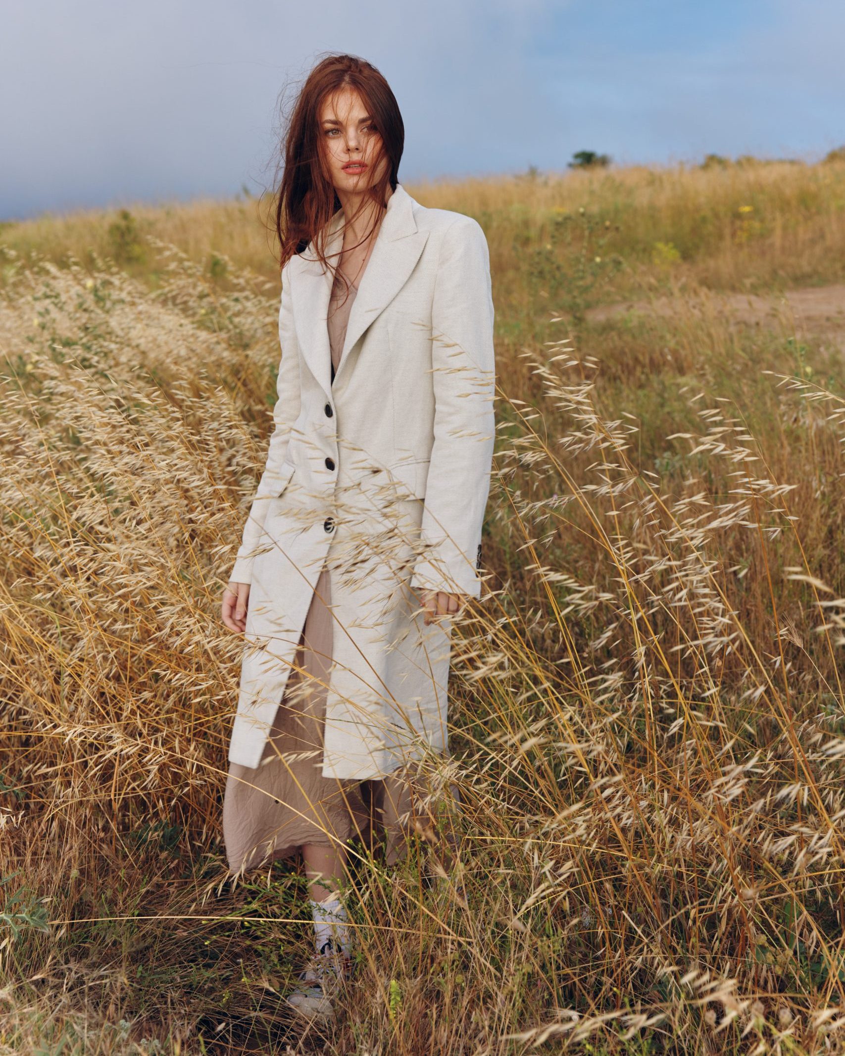 Beige Relaxed Blazer Jacket