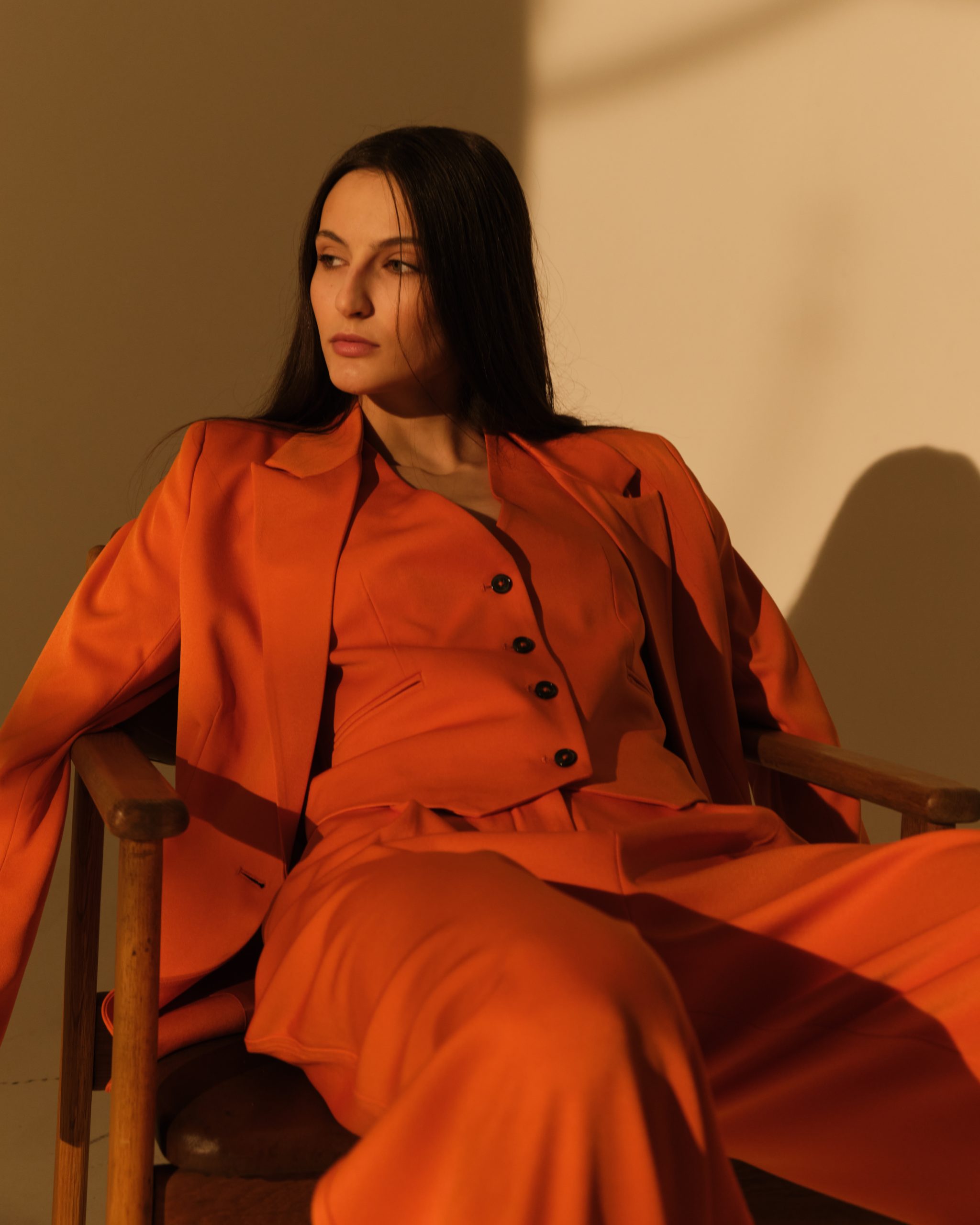 Orange Button Up Top