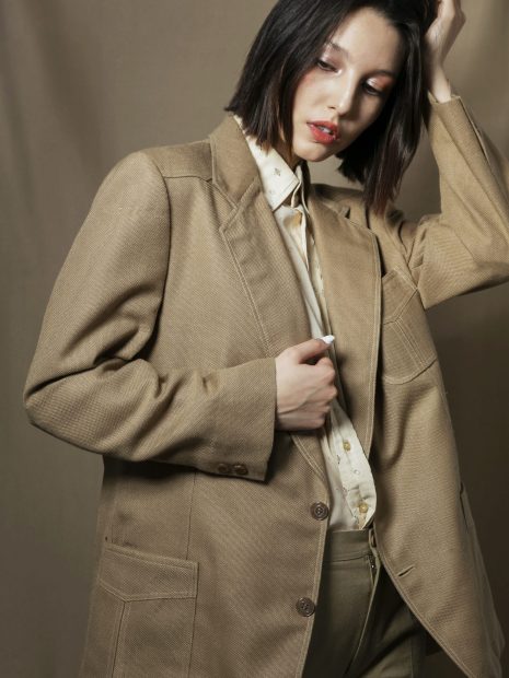 Khaki Cotton Blazer