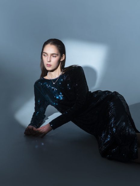 Blue Sequin Maxi Dress