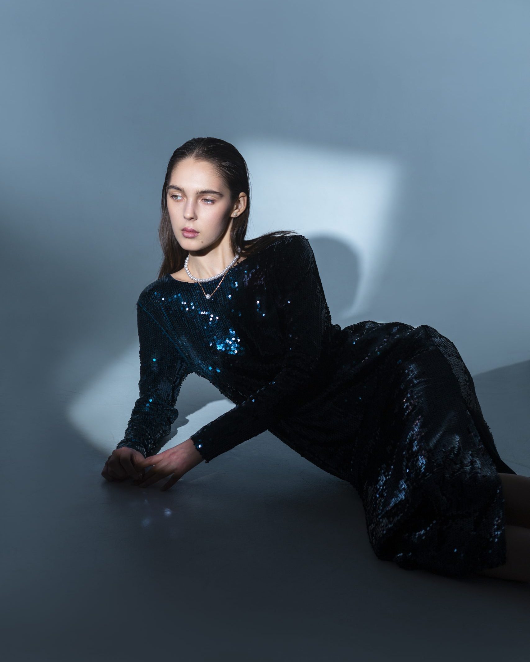 Blue Sequin Maxi Dress