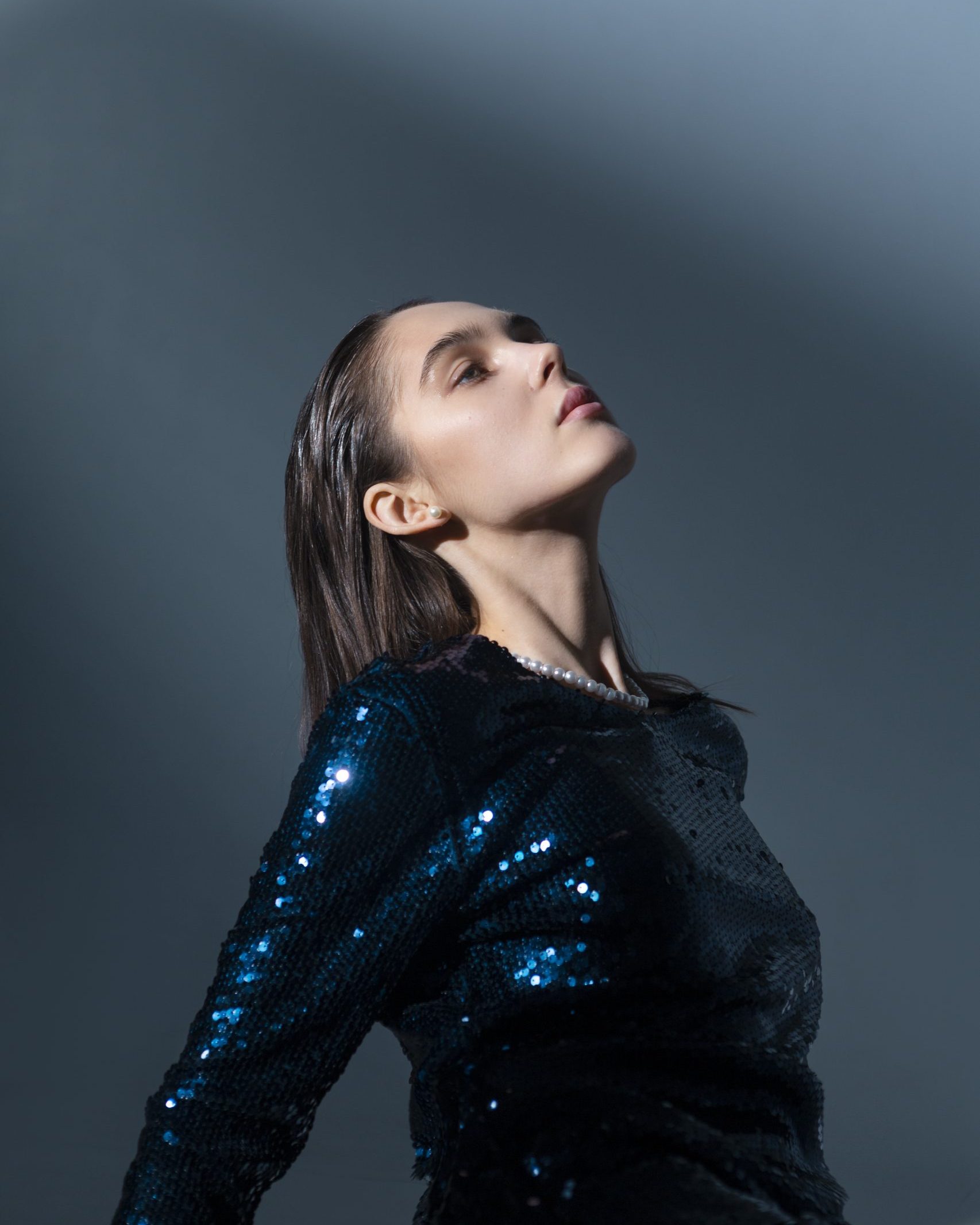 Blue Sequin Maxi Dress