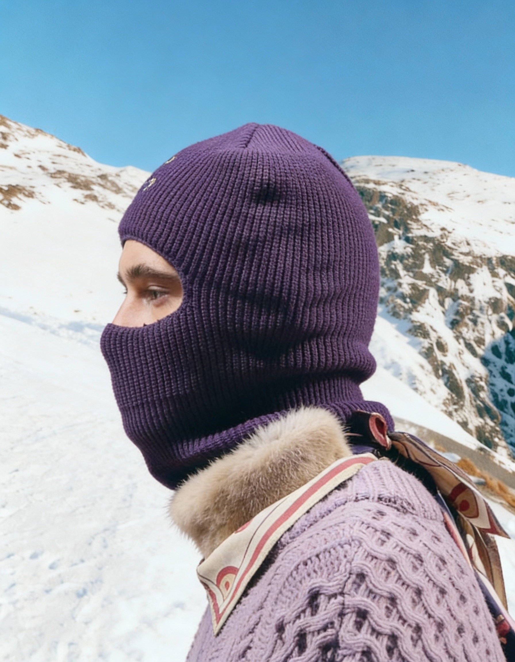 Purple Knit Balaclava