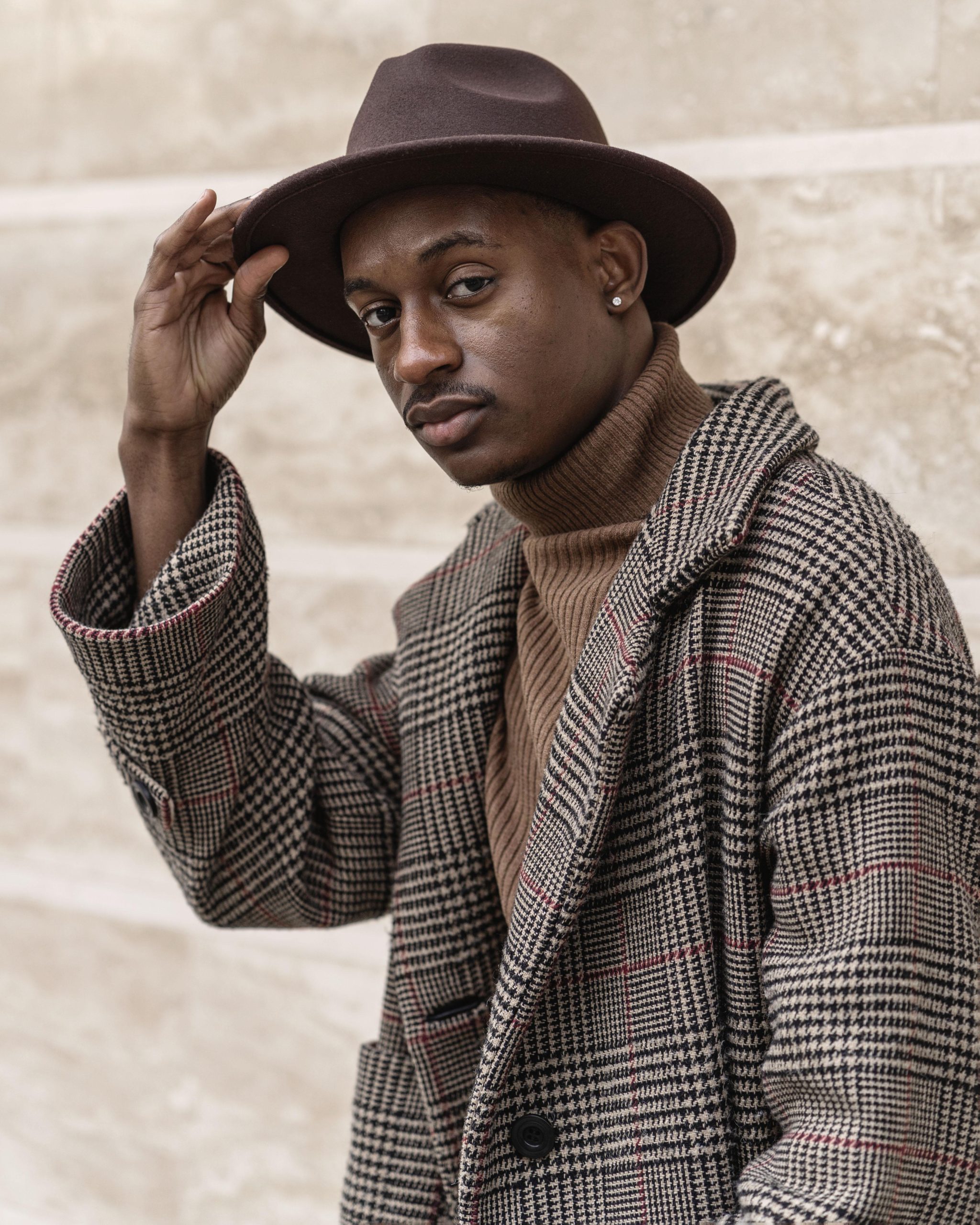 Houndstooth Wool Coat