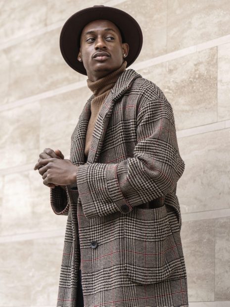 Houndstooth Wool Coat