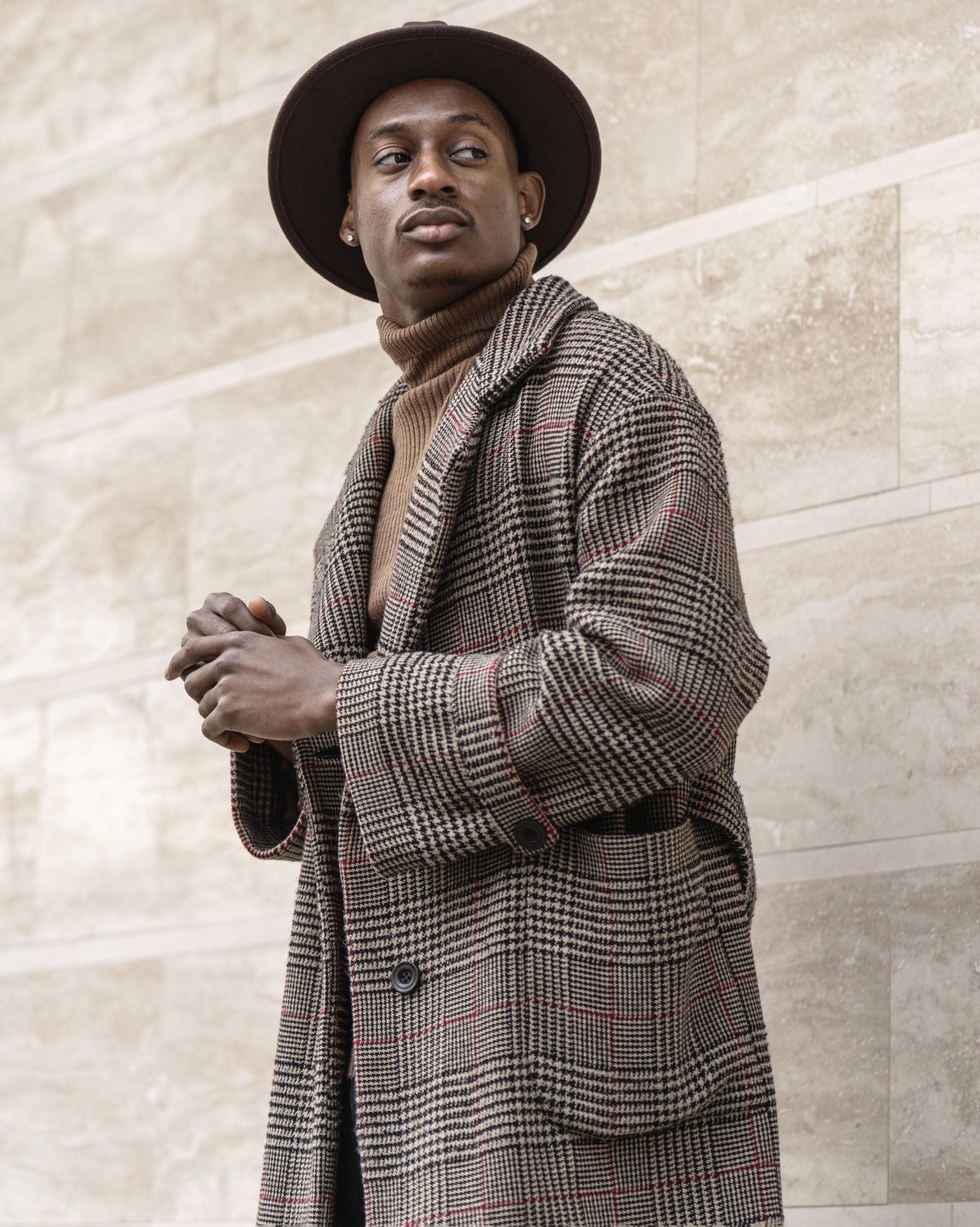 Houndstooth Wool Coat